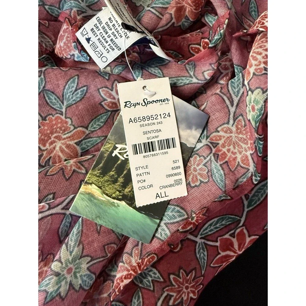 Reyn Spooner Womens Red Floral Pattern Scarf NWT